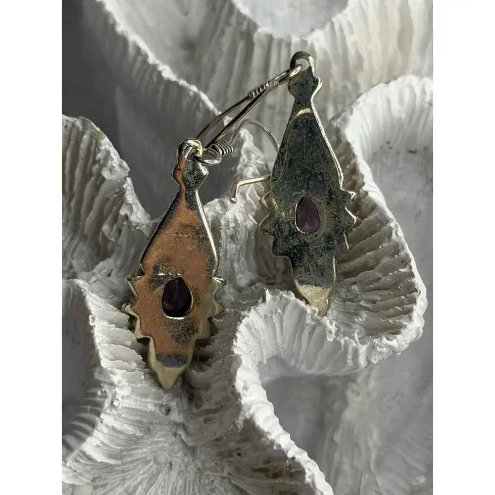 Vintage 925 Sterling Silver Amethyst Earrings